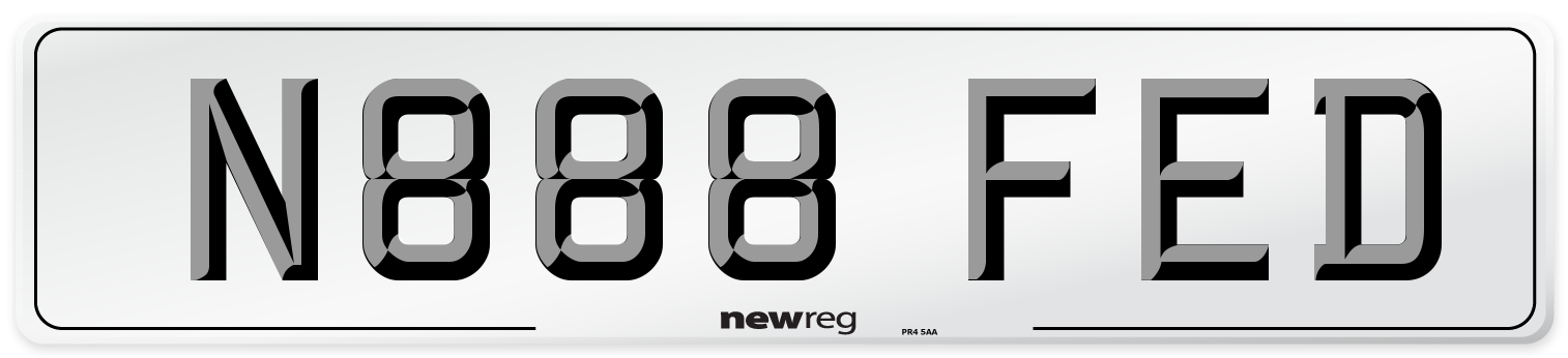 N888 FED Number Plate from New Reg